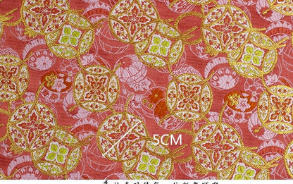 Nishijin Ori Fabric: Japanese Wedding Brocade with Copper Coin Pattern