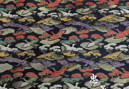Silk Brocade Fabric: Japanese Crane Jacquard Satin, Home Decor
