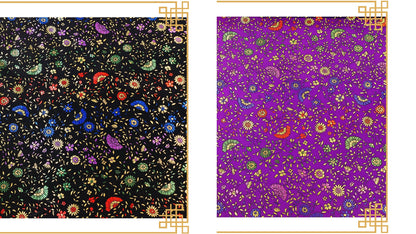 Brocart de soie à motif pivoines festonnées, 114 cm de large, pour costumes et décoration