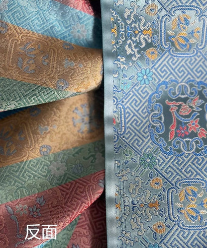 Silver Blue Song Brocade Fabric: 55"W Chinese Wishful Window Grilles Rayon