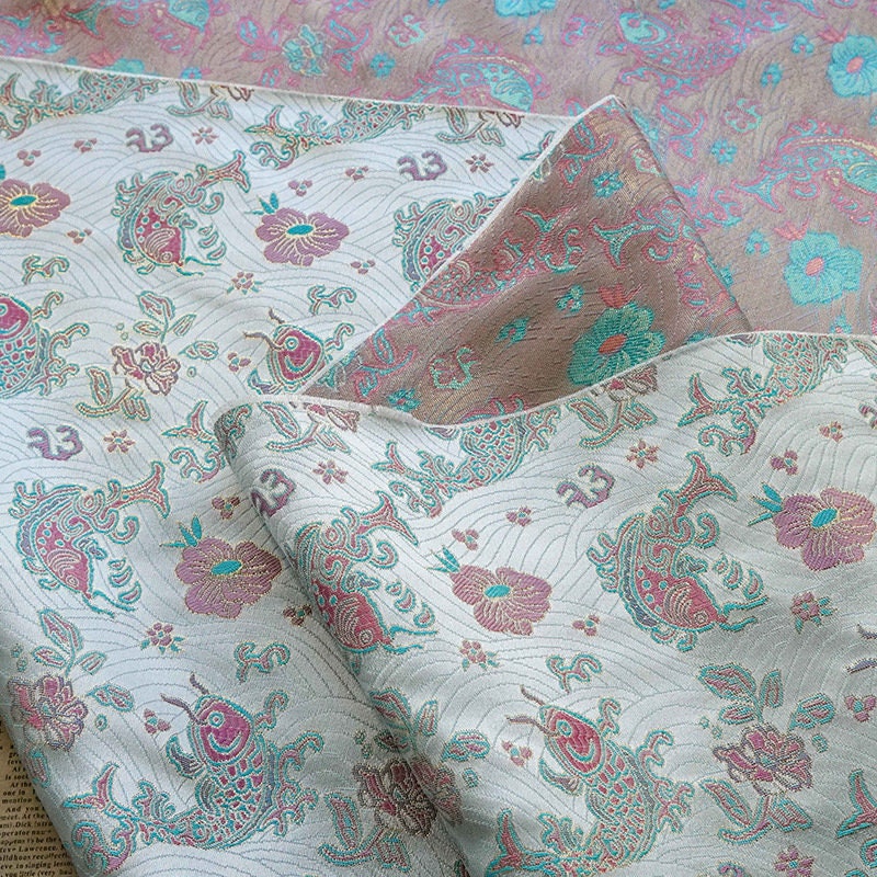 Lucky Fish Jacquard Brocade Fabric: 59" Wide Rayon Damask