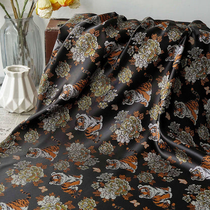 Tiger & Peony Brocade Fabric ��� Chinese Jacqua" Wide