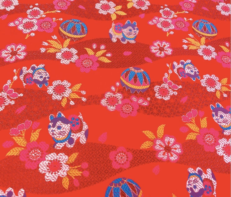 Japanese Nishijin Kitten Jacquard Brocade Fabric - Kimono Sewing, 59" Wide