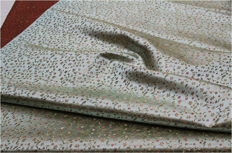 Floral Chinese Brocade Fabric: Silk Rayon Blend, 35" Wide