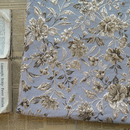 Tissu jacquard floral doré réversible : matériau de couture pour ameublement gaufré, largeur 60