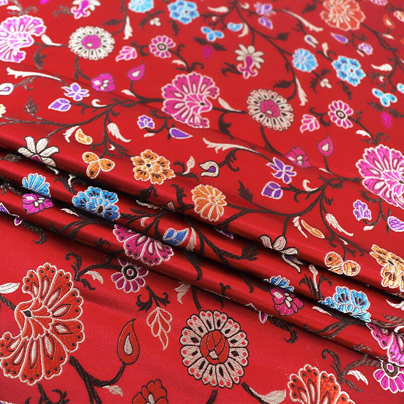 Floral Brocade Fabric: 29.5"W Rayon Blend for Sewing & Upholstery