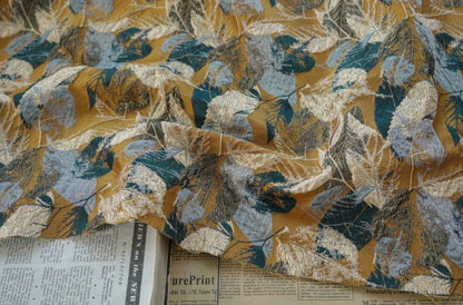 Autumn Leaves Jacquard Fabric: Oil Painting Style, Upholstery & Sewing, 61" Wide