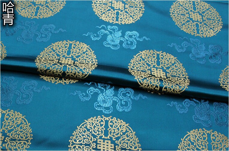 Chinese Brocade Fabric: Fu Lu Shou Design, 29.5" Wide - Sells by the Meter