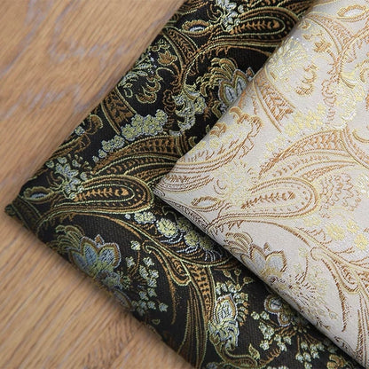 Tissu brocart à motifs cachemire : mélange de rayonne et de nylon noir et blanc, 89 cm de large, décoration de costumes