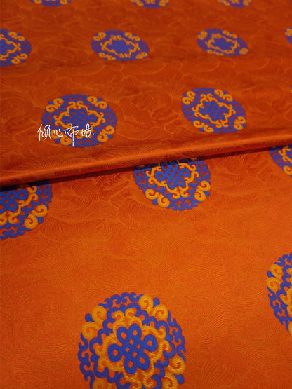Auspicious Chinese Lucky Knot Brocade Fabric: Silk Satin Robe & Hanfu Material