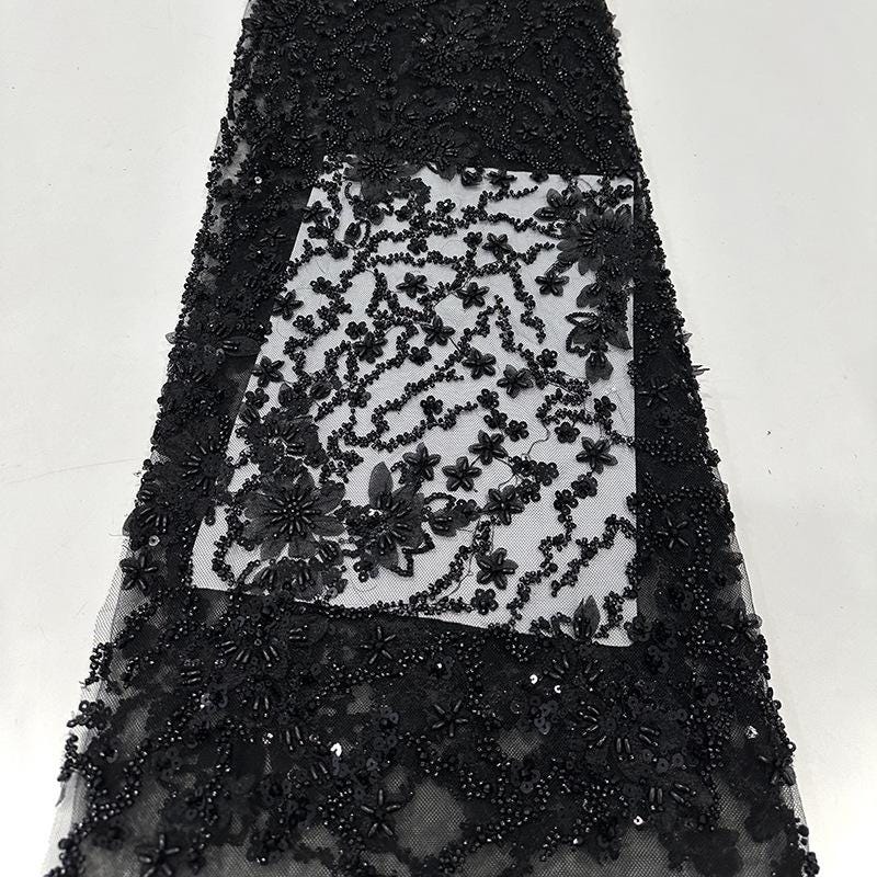 Embroidered Sequin Blossom Lace Fabric: Couture Bridal Appliqu��" Wide