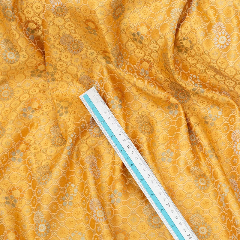 59"W Silk Brocade Fabric: Floral Sewing Material