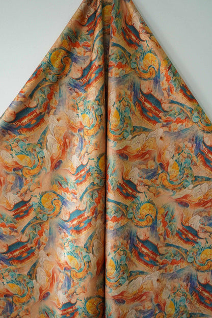 Dunhuang Tea Silk Fabric: Rich Texture Satin, 55"W