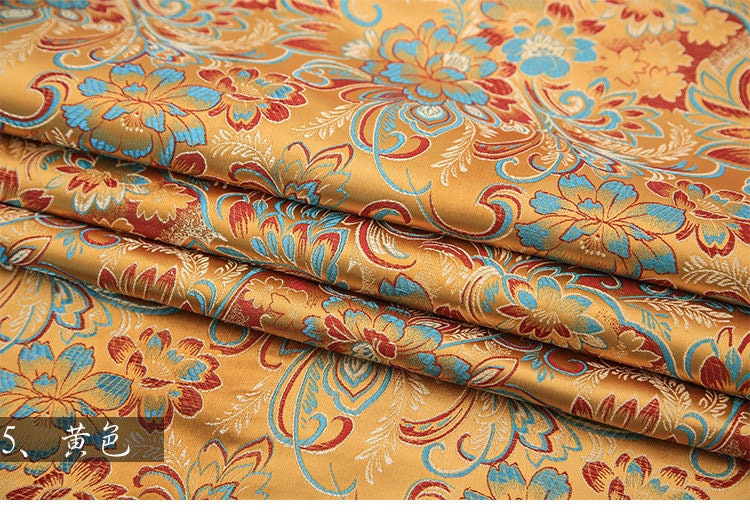 Tissu brocart de soie à motif de phénix : tissu pour cheongsam de 114 cm de large