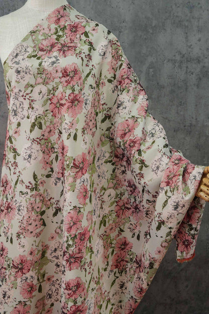 Vintage Floral Jacquard Fabric: 55"W Pastoral Style - By The Meter