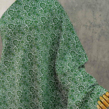 Tissu jacquard tissé à motif floral vert : réversible, pour ameublement, costumes, kimonos - 140 cm de large