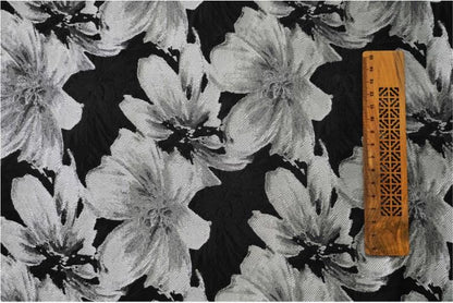Tissu jacquard à motif floral : mélange soie-rayonne de 150 cm de large