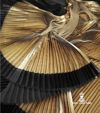 Metallic Pleated Fabric: 59" Wide Stiff Designer Material