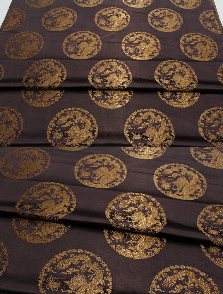 Dragon Brocade Fabric: Multicolor Silk Rayon Blend, Upholstery Sewing Material