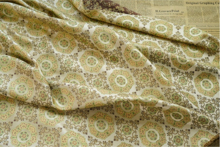 Brocade Fabric: 65"W Mongolian Floral Polyester Sewing Material