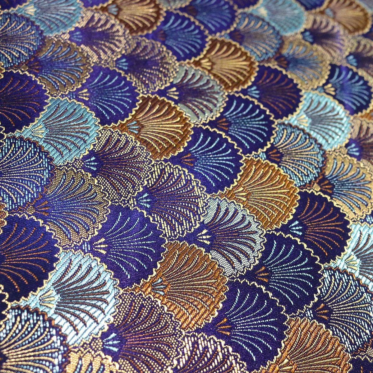 Japanese Shell Kinran Fabric: Rayon Jacquard Brocade (29.5"W)