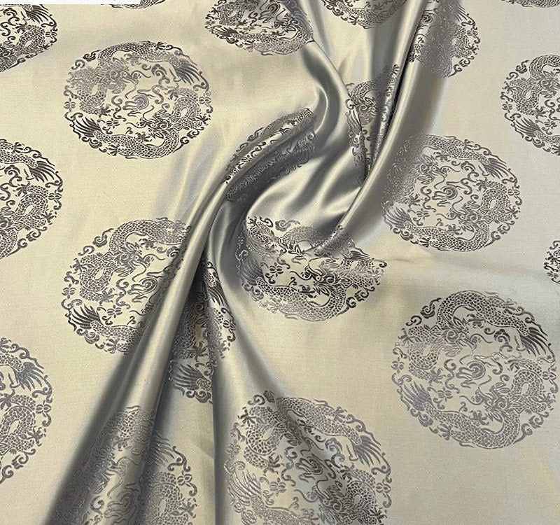 Tissu brocart dragon : mélange de soie chinoise et de rayonne, 75 cm de large, pour costumes et décorations