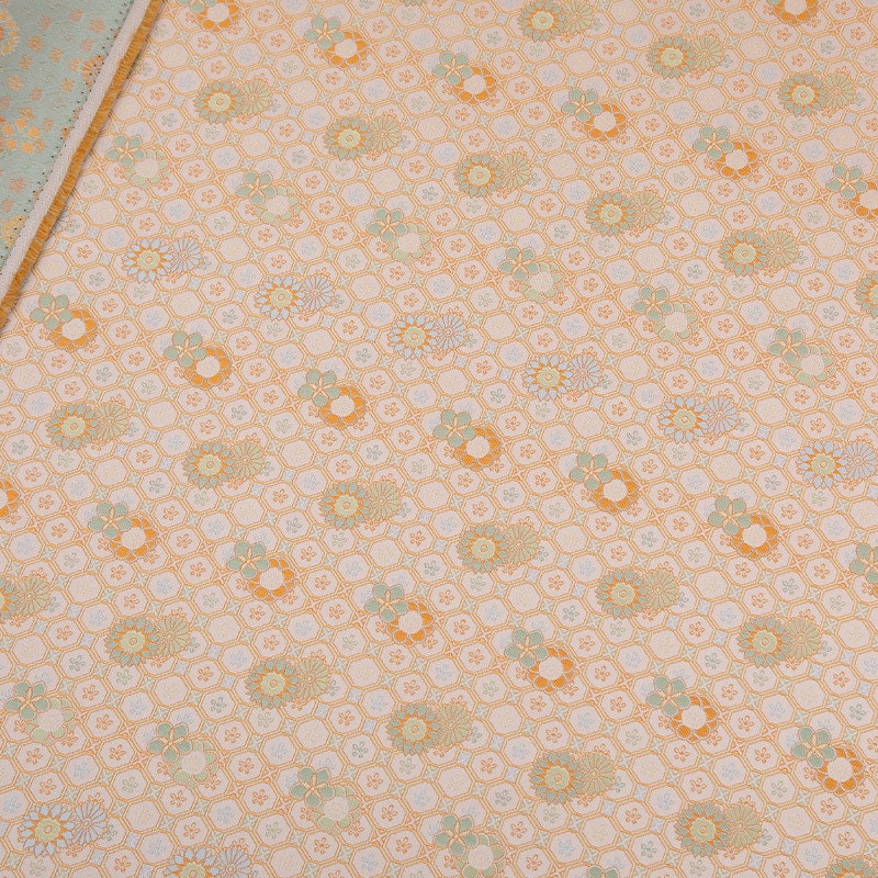 59"W Silk Brocade Fabric: Floral Sewing Material