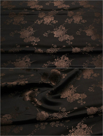 Tissu brocart jacquard à motifs floraux : mélange de soie et de rayonne de style chinois