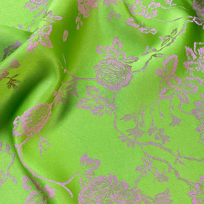 Apple Green Floral Jacquard Fabric: Cotton Lyocell Blend, 57" Wide