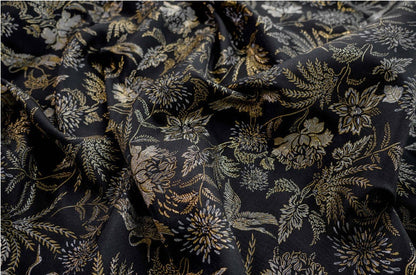 Gold Crane Jacquard Fabric: 3D Designer Upholstery, Prom Dress Sewing Fabric