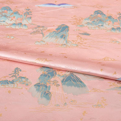55" Landscape Painting Brocade Fabric: Emperor Tibetan Style