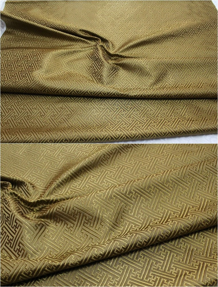 Chinese Brocade Fabric: Fret Pattern Silk Rayon Blend (29.5" Wide)