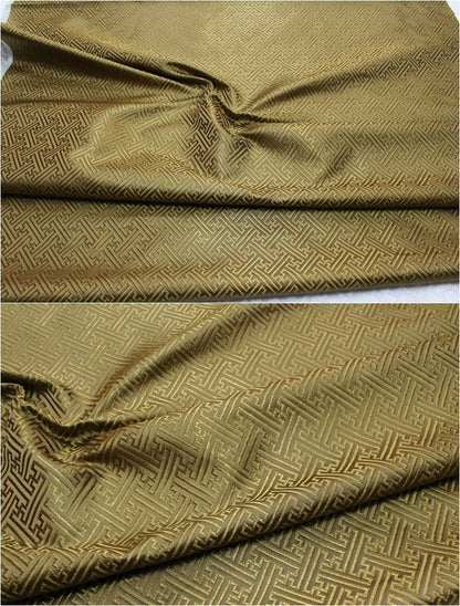 Chinese Brocade Fabric: Fret Pattern Silk Rayon Blend (29.5" Wide)
