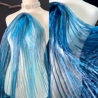 Mermaid Reflective Organza Fabric: 57"W Stiff Texture Gown Fabric