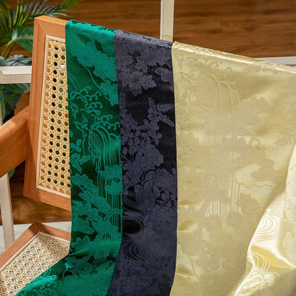 50 Momme Silk Damask Fabric: Handwoven Jacquard (59" Wide)