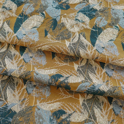 Autumn Leaves Jacquard Fabric: Oil Painting Style, Upholstery & Sewing, 61" Wide