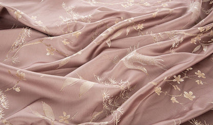 Oriental Crane Brocade Jacquard Fabric: 57"W Damask Polyester