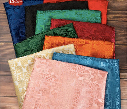 Nishijin Ori Jacquard Silk Brocade Fabric: Japanese Plaid, 59" Wide