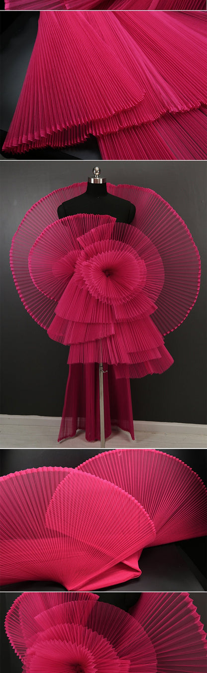 Pleated Hard Yarn Tulle Fabric: 63" Wide Designer Material