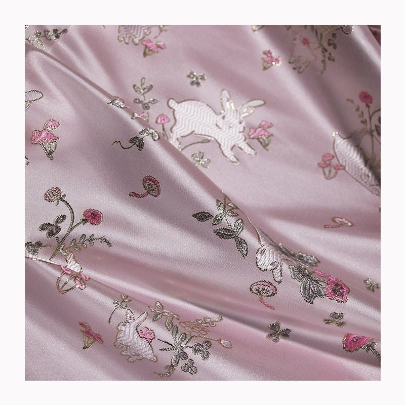 Rabbit Jacquard Brocade Fabric: 57"W Silk Rayon Damask