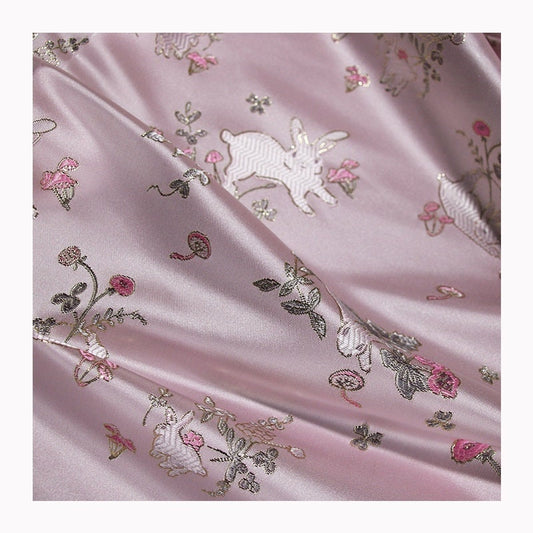 Rabbit Jacquard Brocade Fabric: 57"W Silk Rayon Damask