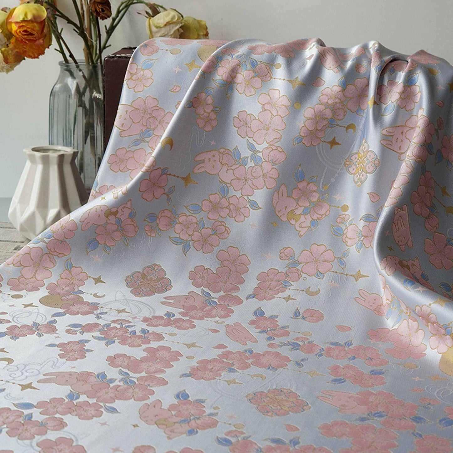 Golden Song Brocade Jacquard ��� Jade Rabbit and Begonia Blossom Desi"Wide