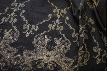 Gold Thread Jacquard Fabric: 3D Oil Painting Texture, 55" Wide