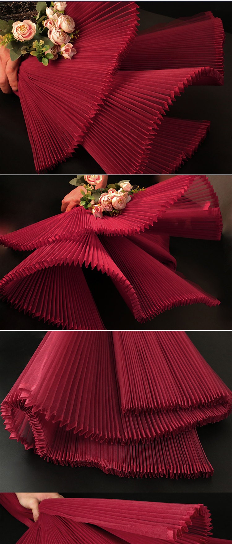 Pleated Hard Yarn Tulle Fabric: 63" Wide Designer Material