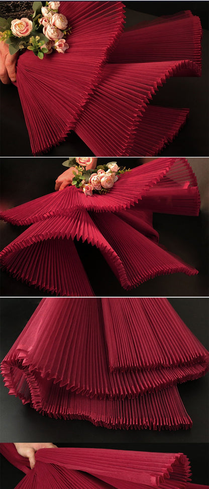 Pleated Hard Yarn Tulle Fabric: 63" Wide Designer Material