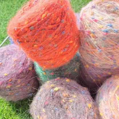 Rainbow Mohair Silk Yarn: Hand-Dyed Lace Knitting, Crochet, Weaving