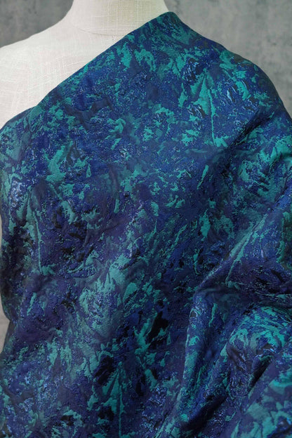 Dark Blue Jacquard Fabric: Retro 3D Texture, Upholstery & Sewing, 59" Wide