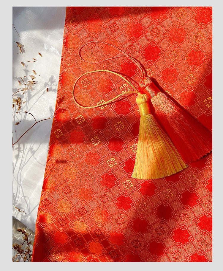 Chinese Brocade Fabric: Fret Pattern Silk Rayon Blend (29.5" Wide)