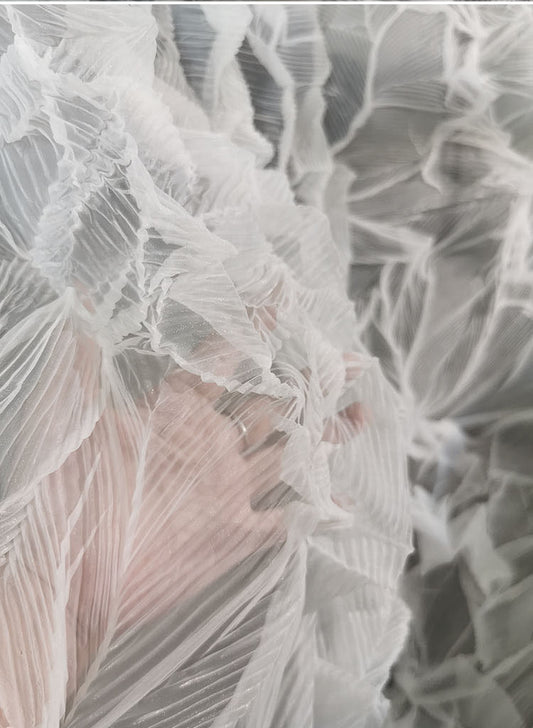 Crinkled Smoky Textured Fabric: 57"W Polyester Wedding Gown Material