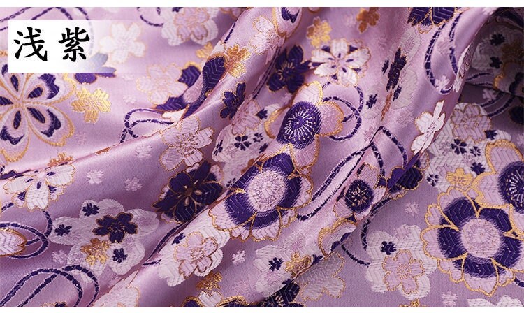 Sakura Jacquard Brocade Fabric: Red & Purple Silk Rayon Blend